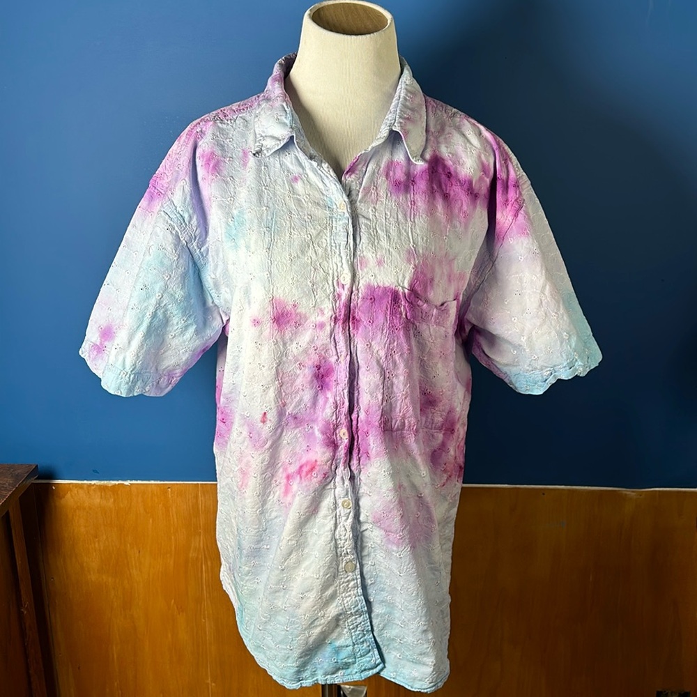 Tye dye button front shirt